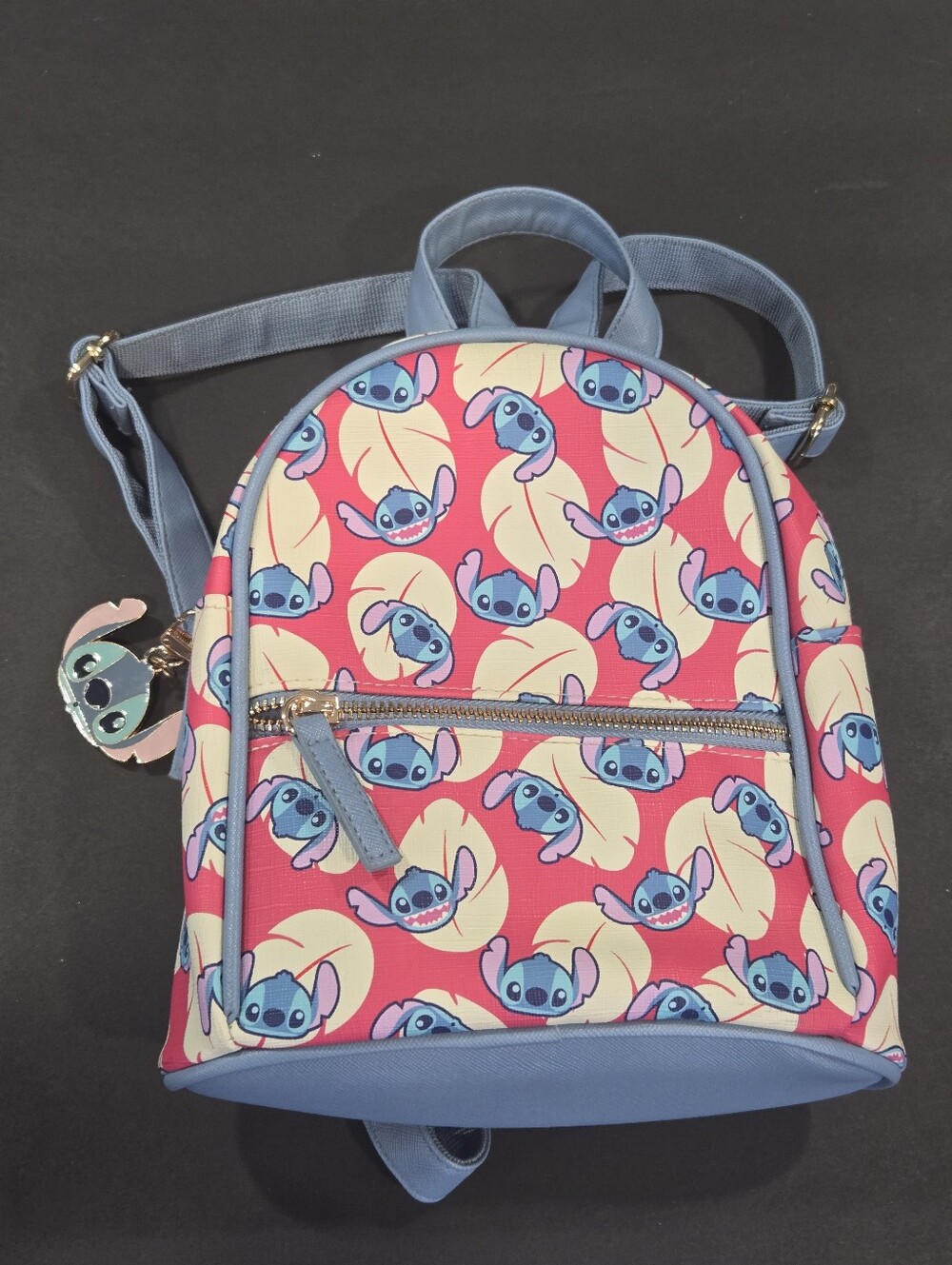 Stitch Pattern Mini Backpack - Pink & Light Blue